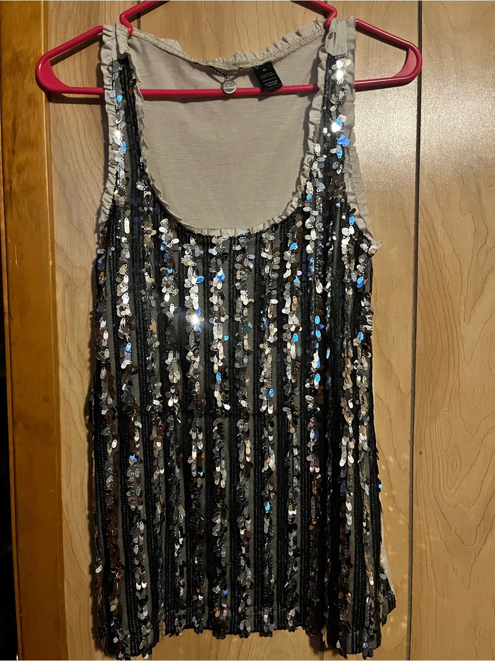 BKE Black Tank Top with Silver Sequins